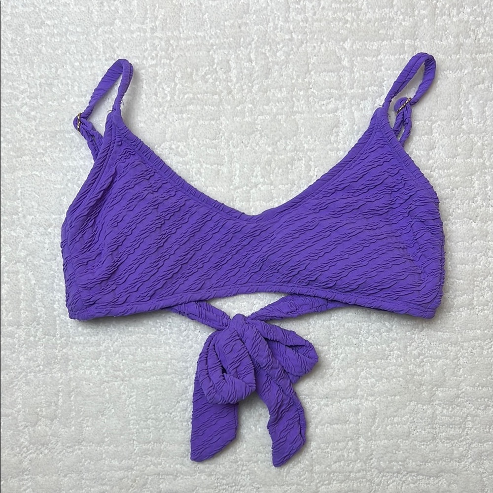 No Boundaries Purple Textured Bikini Top Lightly Padded S 3-5 - Picture 1 of 6